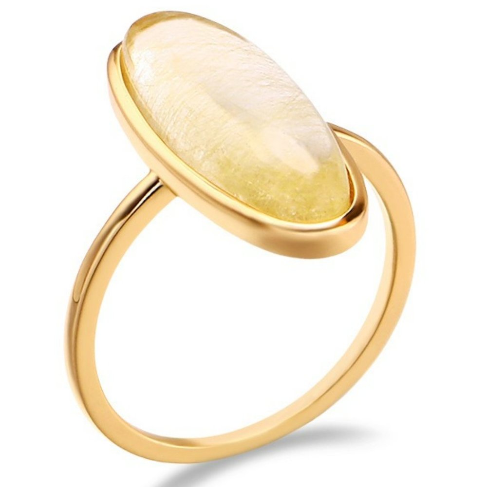 Golden Quartz Natural Gemstone 14K Gold Ring